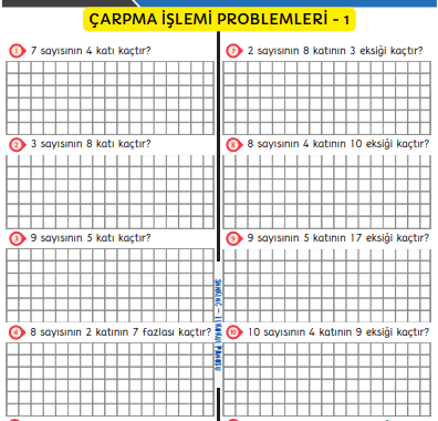 2. Sınıf Çarpma İşlemi Problemleri 