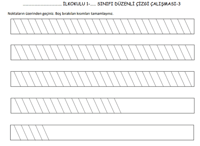 1. Sınıf İlk Okuma Yazma Düzenli Çizgi Çalışması