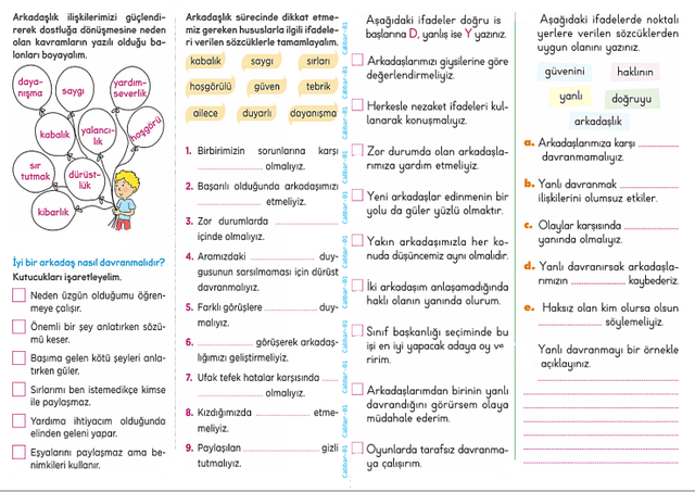 3. Sınıf Hayat Bilgisi Dost Olalım Test