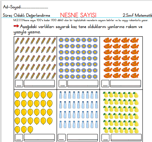 2.SINIF MATEMATİK 1.HAFTA NESNE SAYISI-ONLUK BİRLİK BİÇİMLENDİRİCİ DEĞERLENDİRME