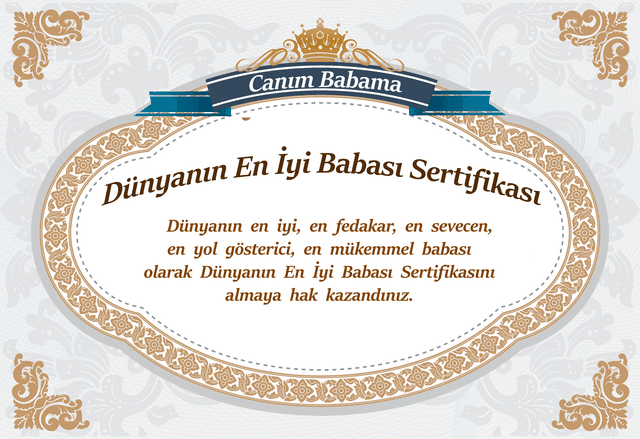 Dünyanın En İyi Babası Sertifikası