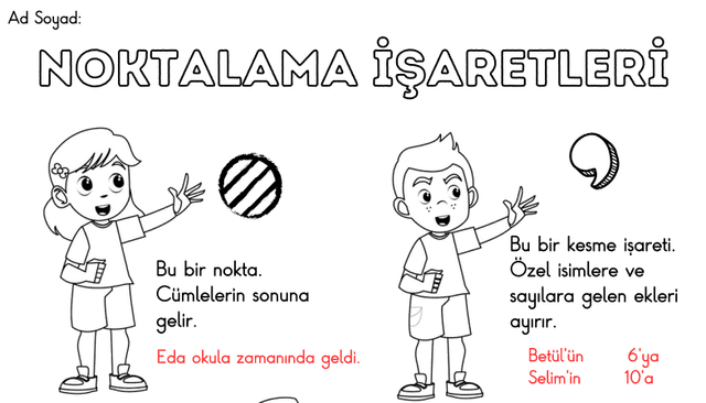 2. Sınıf Türkçe Noktalama İşaretleri Boyama Sayfası
