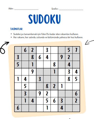 Sudoku Oyunu ve Cevapları